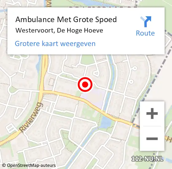 Locatie op kaart van de 112 melding: Ambulance Met Grote Spoed Naar Westervoort, De Hoge Hoeve op 1 april 2022 09:31