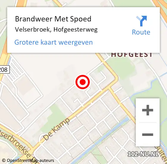 Locatie op kaart van de 112 melding: Brandweer Met Spoed Naar Velserbroek, Hofgeesterweg op 1 april 2022 10:01