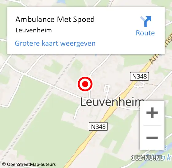 Locatie op kaart van de 112 melding: Ambulance Met Spoed Naar Leuvenheim op 1 april 2022 10:12
