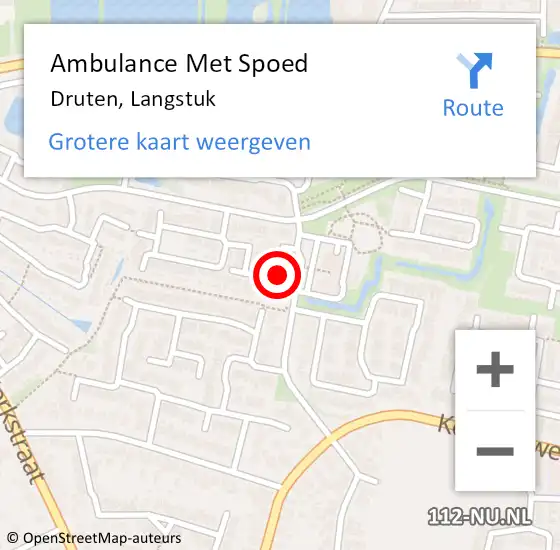 Locatie op kaart van de 112 melding: Ambulance Met Spoed Naar Druten, Langstuk op 1 april 2022 10:29