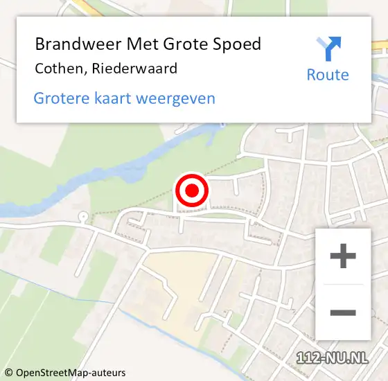 Locatie op kaart van de 112 melding: Brandweer Met Grote Spoed Naar Cothen, Riederwaard op 1 april 2022 10:31