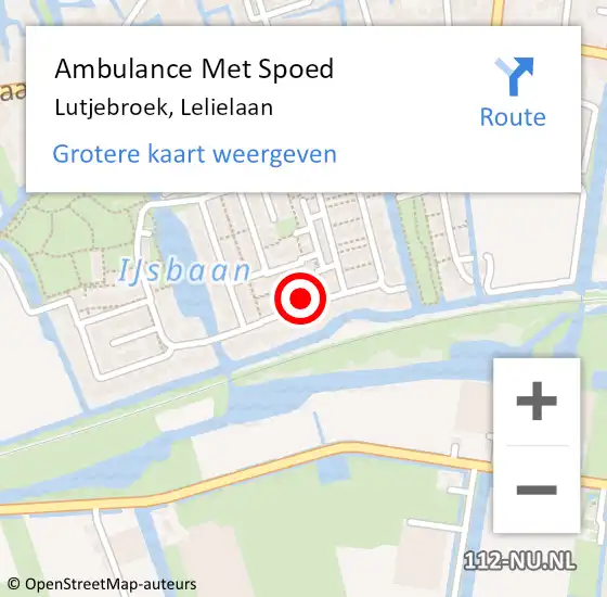 Locatie op kaart van de 112 melding: Ambulance Met Spoed Naar Lutjebroek, Lelielaan op 1 april 2022 10:37