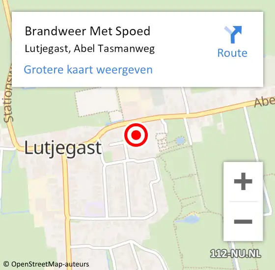 Locatie op kaart van de 112 melding: Brandweer Met Spoed Naar Lutjegast, Abel Tasmanweg op 1 april 2022 10:53