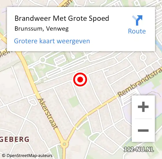 Locatie op kaart van de 112 melding: Brandweer Met Grote Spoed Naar Brunssum, Venweg op 1 april 2022 11:00