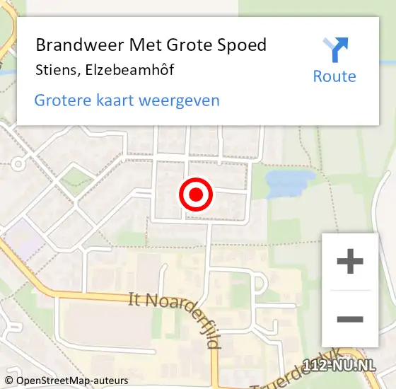 Locatie op kaart van de 112 melding: Brandweer Met Grote Spoed Naar Stiens, Elzebeamhôf op 1 april 2022 11:06