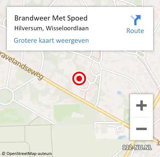 Locatie op kaart van de 112 melding: Brandweer Met Spoed Naar Hilversum, Wisseloordlaan op 1 april 2022 11:06