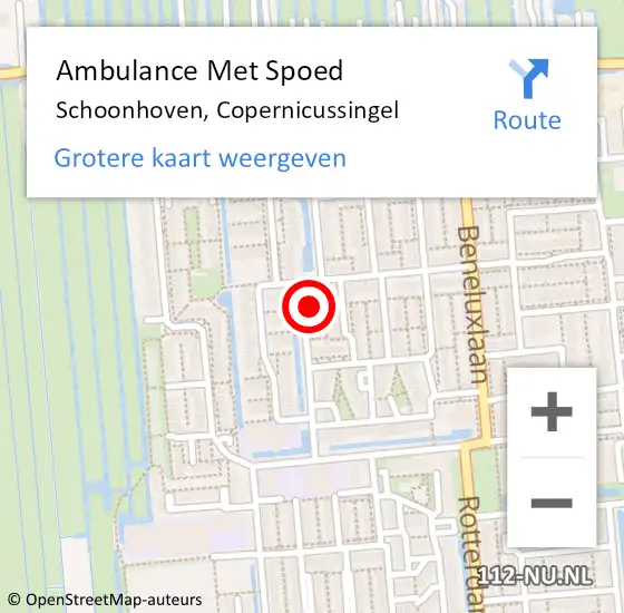 Locatie op kaart van de 112 melding: Ambulance Met Spoed Naar Schoonhoven, Copernicussingel op 1 april 2022 11:15