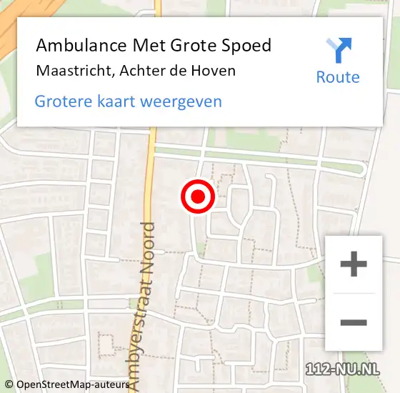 Locatie op kaart van de 112 melding: Ambulance Met Grote Spoed Naar Maastricht, Achter de Hoven op 12 juli 2014 22:20
