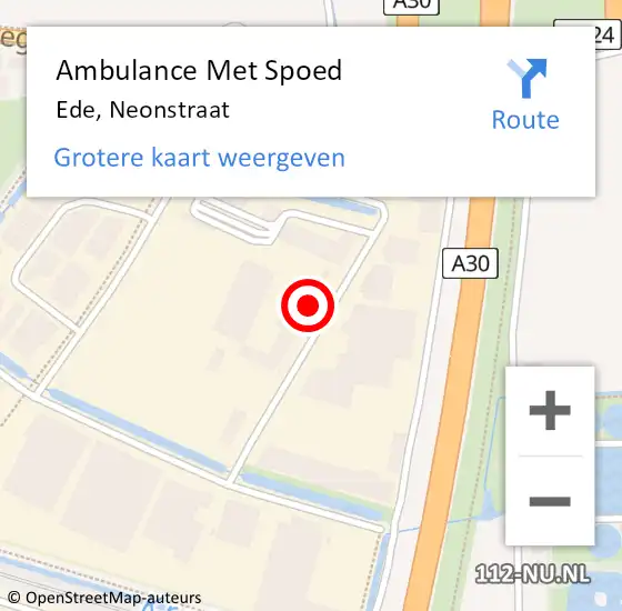 Locatie op kaart van de 112 melding: Ambulance Met Spoed Naar Ede, Neonstraat op 1 april 2022 11:20