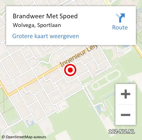 Locatie op kaart van de 112 melding: Brandweer Met Spoed Naar Wolvega, Sportlaan op 1 april 2022 11:24