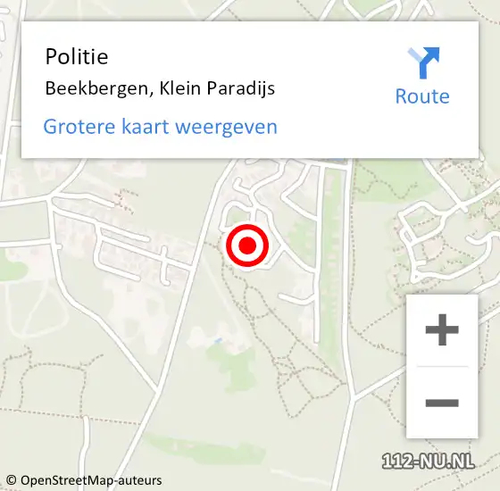 Locatie op kaart van de 112 melding: Politie Beekbergen, Klein Paradijs op 1 april 2022 11:34