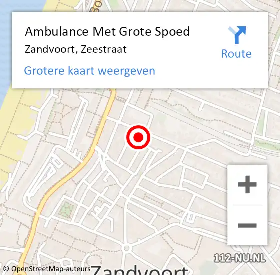 Locatie op kaart van de 112 melding: Ambulance Met Grote Spoed Naar Zandvoort, Zeestraat op 1 april 2022 11:37