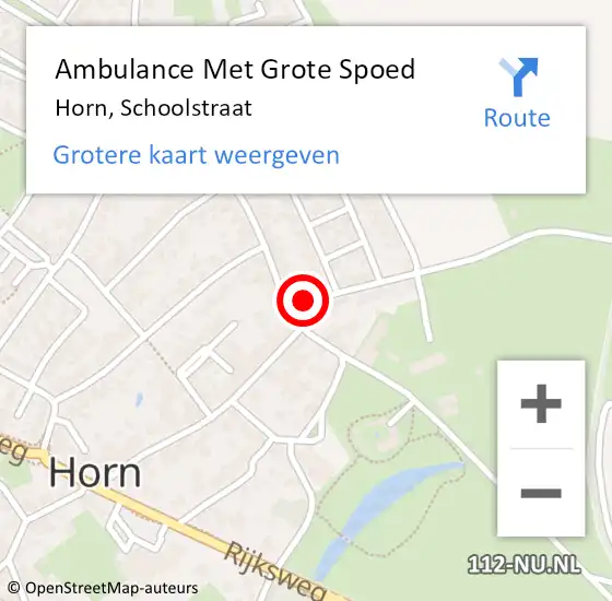 Locatie op kaart van de 112 melding: Ambulance Met Grote Spoed Naar Horn, Schoolstraat op 12 juli 2014 22:26