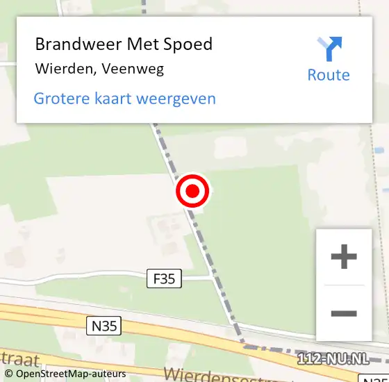 Locatie op kaart van de 112 melding: Brandweer Met Spoed Naar Wierden, Veenweg op 1 april 2022 11:50