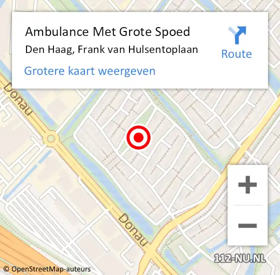 Locatie op kaart van de 112 melding: Ambulance Met Grote Spoed Naar Den Haag, Frank van Hulsentoplaan op 1 april 2022 12:01