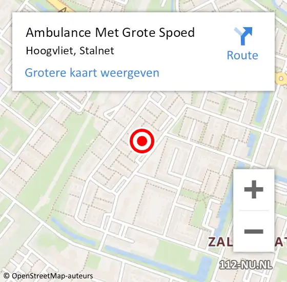 Locatie op kaart van de 112 melding: Ambulance Met Grote Spoed Naar Hoogvliet, Stalnet op 1 april 2022 12:26