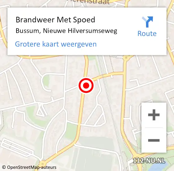 Locatie op kaart van de 112 melding: Brandweer Met Spoed Naar Bussum, Nieuwe Hilversumseweg op 1 april 2022 12:28