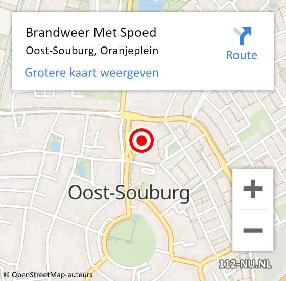 Locatie op kaart van de 112 melding: Brandweer Met Spoed Naar Oost-Souburg, Oranjeplein op 1 april 2022 12:32