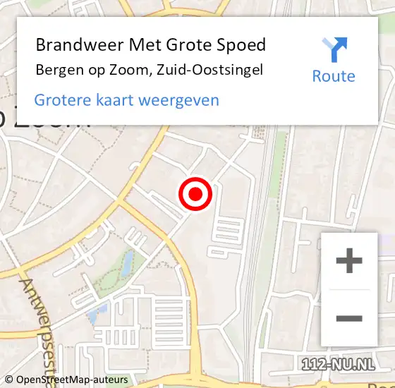 Locatie op kaart van de 112 melding: Brandweer Met Grote Spoed Naar Bergen op Zoom, Zuid-Oostsingel op 1 april 2022 12:38