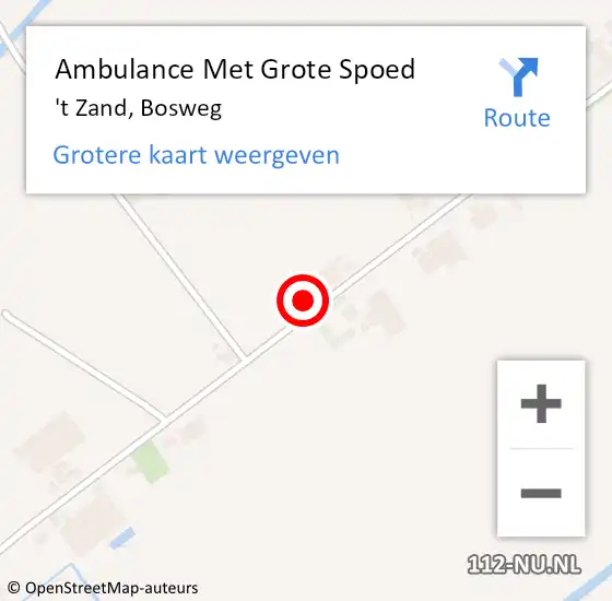 Locatie op kaart van de 112 melding: Ambulance Met Grote Spoed Naar 't Zand, Bosweg op 1 april 2022 12:45