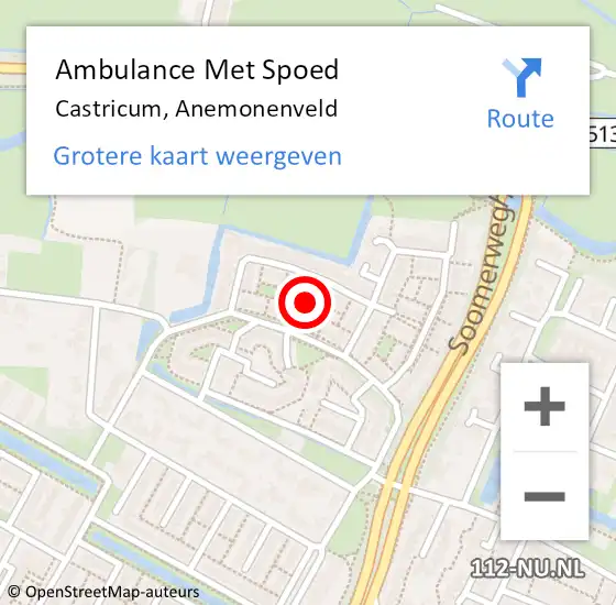 Locatie op kaart van de 112 melding: Ambulance Met Spoed Naar Castricum, Anemonenveld op 1 april 2022 12:47