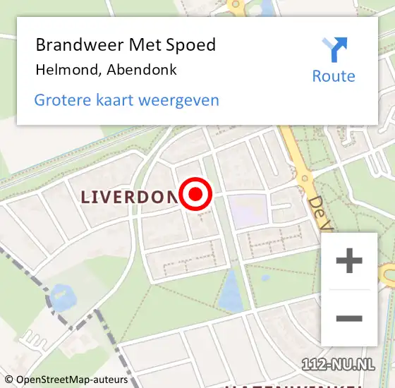 Locatie op kaart van de 112 melding: Brandweer Met Spoed Naar Helmond, Abendonk op 1 april 2022 13:06