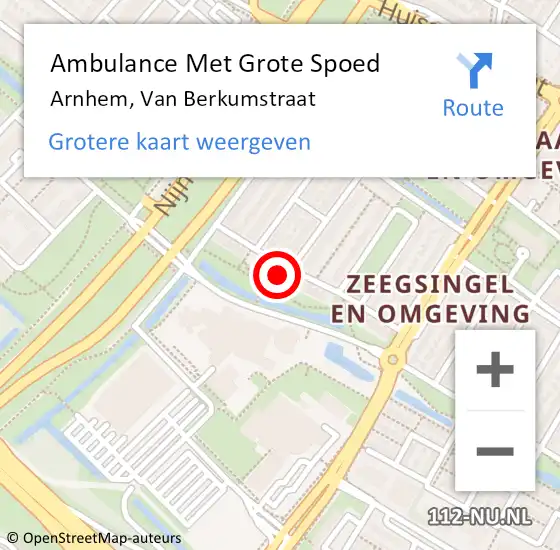 Locatie op kaart van de 112 melding: Ambulance Met Grote Spoed Naar Arnhem, Van Berkumstraat op 1 april 2022 13:08