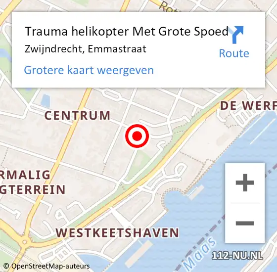 Locatie op kaart van de 112 melding: Trauma helikopter Met Grote Spoed Naar Zwijndrecht, Emmastraat op 1 april 2022 13:24