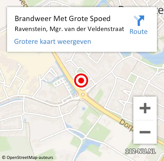 Locatie op kaart van de 112 melding: Brandweer Met Grote Spoed Naar Ravenstein, Mgr. van der Veldenstraat op 1 april 2022 14:05