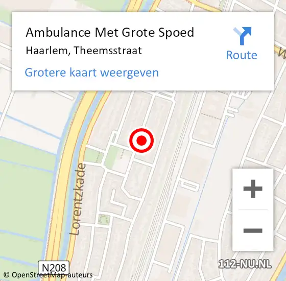 Locatie op kaart van de 112 melding: Ambulance Met Grote Spoed Naar Haarlem, Theemsstraat op 1 april 2022 14:11