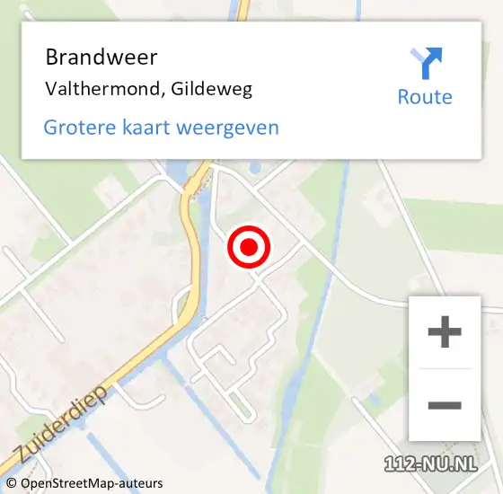 Locatie op kaart van de 112 melding: Brandweer Valthermond, Gildeweg op 1 april 2022 14:24