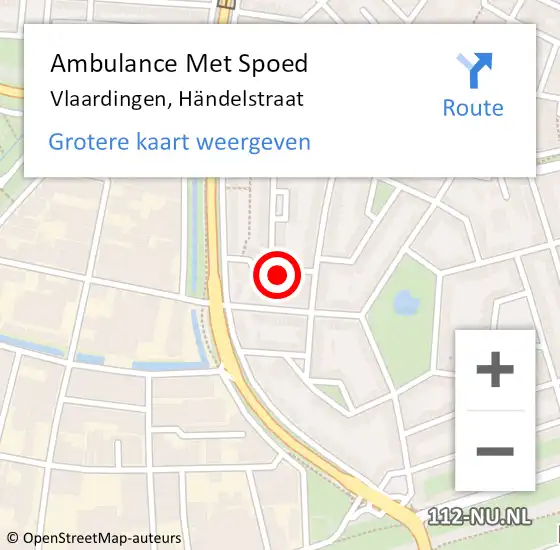 Locatie op kaart van de 112 melding: Ambulance Met Spoed Naar Vlaardingen, Händelstraat op 1 april 2022 14:49