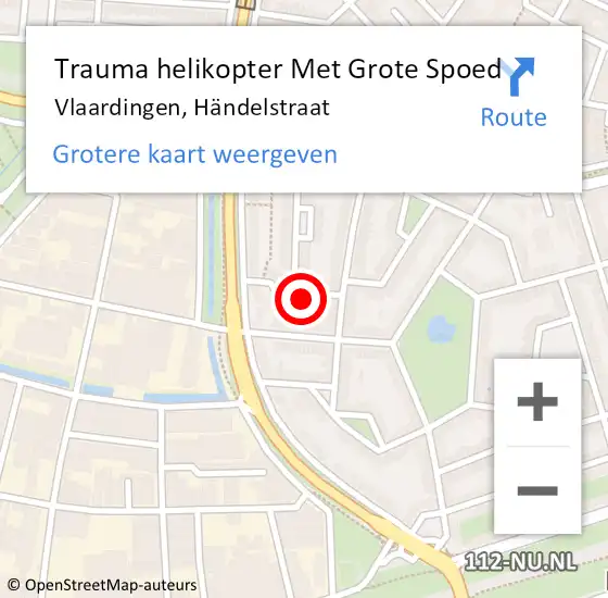 Locatie op kaart van de 112 melding: Trauma helikopter Met Grote Spoed Naar Vlaardingen, Händelstraat op 1 april 2022 14:52