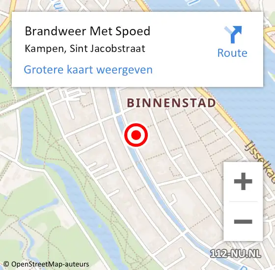 Locatie op kaart van de 112 melding: Brandweer Met Spoed Naar Kampen, Sint Jacobstraat op 1 april 2022 15:05