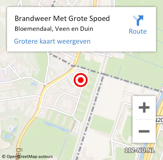 Locatie op kaart van de 112 melding: Brandweer Met Grote Spoed Naar Bloemendaal, Veen en Duin op 1 april 2022 15:09