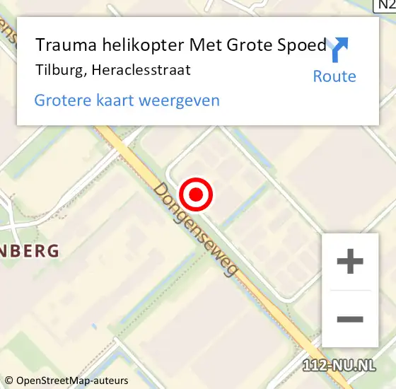 Locatie op kaart van de 112 melding: Trauma helikopter Met Grote Spoed Naar Tilburg, Heraclesstraat op 1 april 2022 15:10
