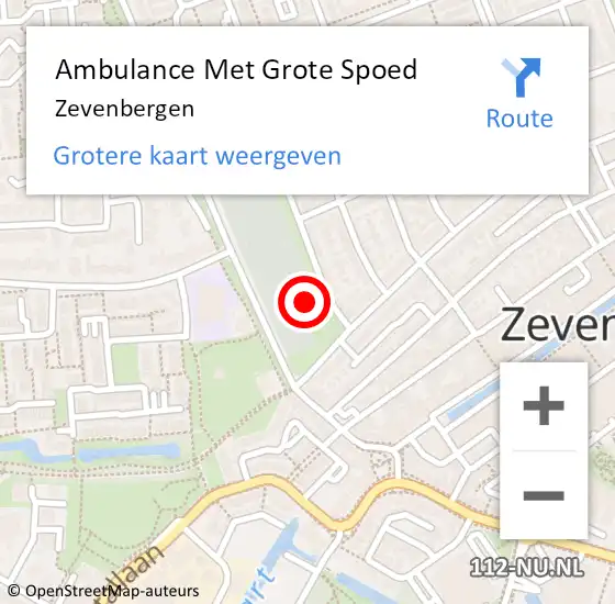 Locatie op kaart van de 112 melding: Ambulance Met Grote Spoed Naar Zevenbergen op 1 april 2022 15:17