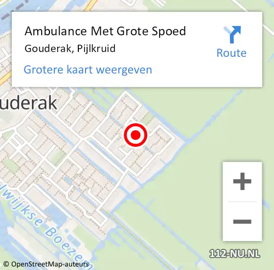 Locatie op kaart van de 112 melding: Ambulance Met Grote Spoed Naar Gouderak, Pijlkruid op 12 juli 2014 23:10