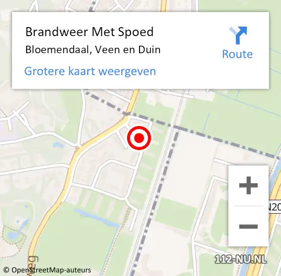 Locatie op kaart van de 112 melding: Brandweer Met Spoed Naar Bloemendaal, Veen en Duin op 1 april 2022 15:29