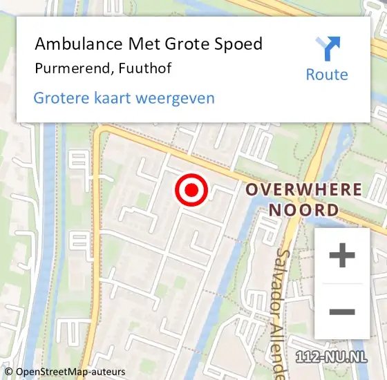 Locatie op kaart van de 112 melding: Ambulance Met Grote Spoed Naar Purmerend, Fuuthof op 1 april 2022 15:35