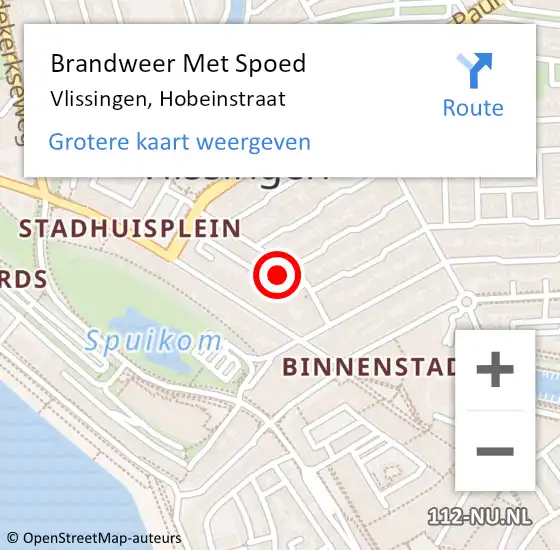 Locatie op kaart van de 112 melding: Brandweer Met Spoed Naar Vlissingen, Hobeinstraat op 1 april 2022 15:49