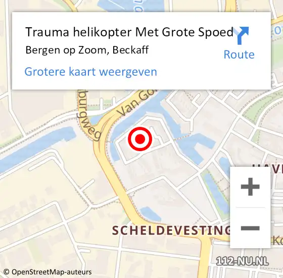 Locatie op kaart van de 112 melding: Trauma helikopter Met Grote Spoed Naar Bergen op Zoom, Beckaff op 1 april 2022 16:14