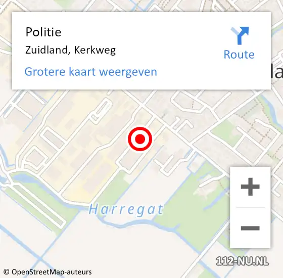 Locatie op kaart van de 112 melding: Politie Zuidland, Kerkweg op 1 april 2022 16:17