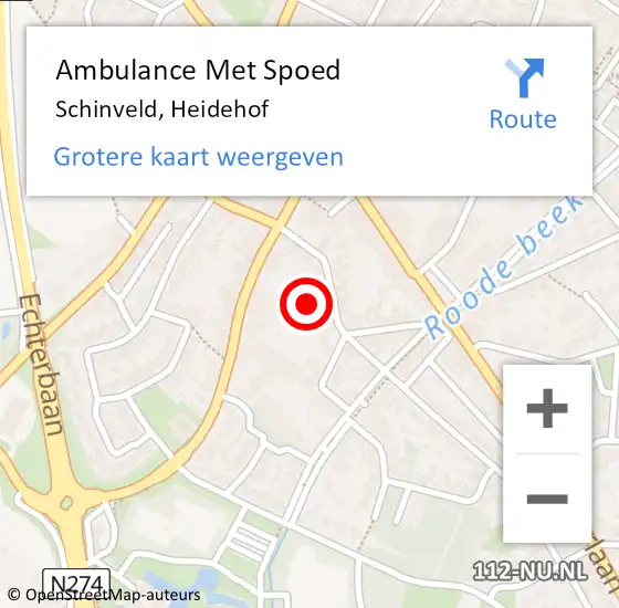 Locatie op kaart van de 112 melding: Ambulance Met Spoed Naar Schinveld, Heidehof op 12 juli 2014 23:28