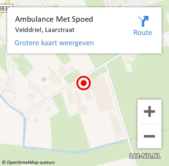 Locatie op kaart van de 112 melding: Ambulance Met Spoed Naar Velddriel, Laarstraat op 1 april 2022 16:49