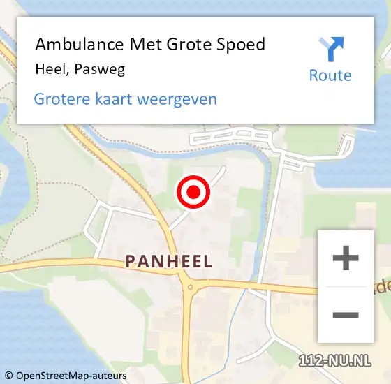 Locatie op kaart van de 112 melding: Ambulance Met Grote Spoed Naar Heel, Pasweg op 1 april 2022 16:57