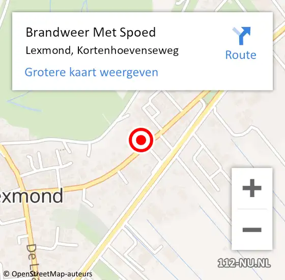 Locatie op kaart van de 112 melding: Brandweer Met Spoed Naar Lexmond, Kortenhoevenseweg op 1 april 2022 17:01