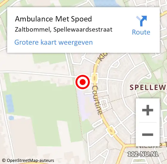 Locatie op kaart van de 112 melding: Ambulance Met Spoed Naar Zaltbommel, Spellewaardsestraat op 1 april 2022 17:04