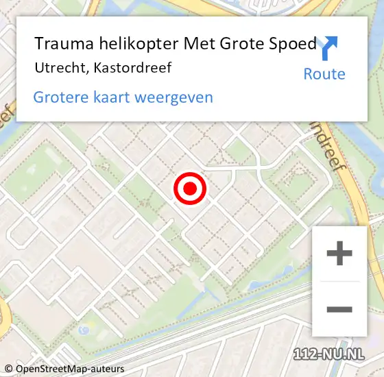 Locatie op kaart van de 112 melding: Trauma helikopter Met Grote Spoed Naar Utrecht, Kastordreef op 1 april 2022 17:06