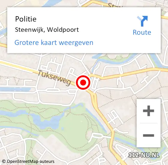 Locatie op kaart van de 112 melding: Politie Steenwijk, Woldpoort op 1 april 2022 17:10